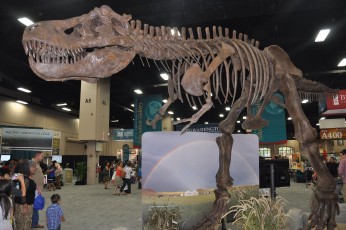 Dinosaur model at Southwestern Adventist University's exhibit booth