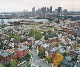 Downtown Boston and suburb streets