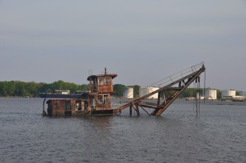 Sunken dredger in the Savannah River