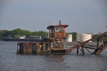 Sunken dredger in the Savannah River