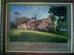 Painting of Casa Feliz in the library