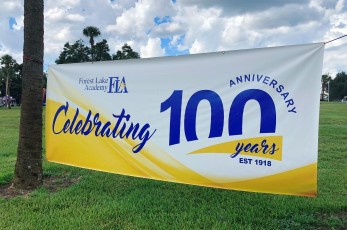Centennial banners greeted incoming visitors