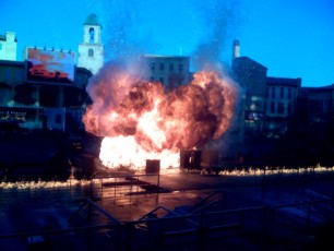 Explosion finale at MGM's Light, Motors, Action stunt show