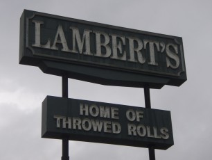 Rehearsal dinner at Lambert's Cafe, home of throwed rolls