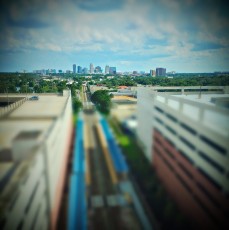 The Sunrail path to downtown Orlando