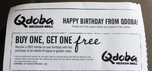 Thanks, Qdoba, for the birthday BOGO and honoring it even though it had expired