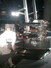 IMAX film staff reloading machine