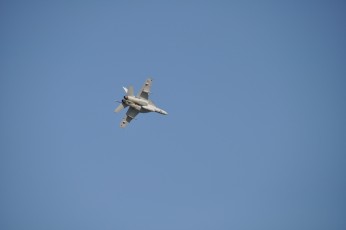 F/A-18 Hornet flying over Fisherman's Wharf