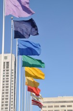Flags outside Moscone South