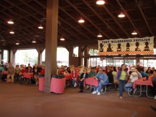 All gathered at Fort Wilderness Campground picnic pavilion