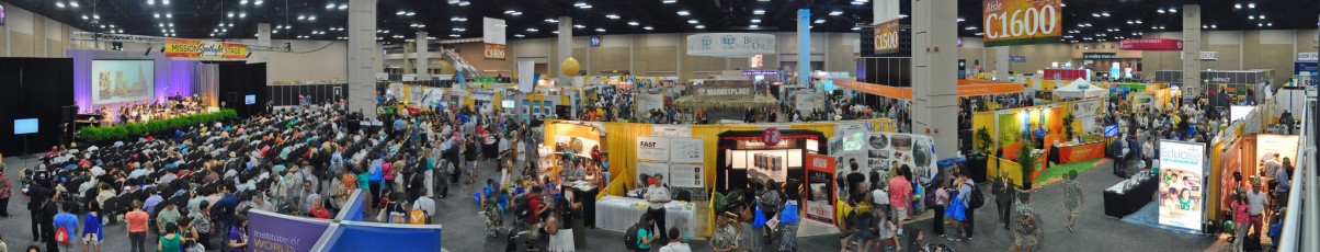 Exhibit hall C panorama from atop Global Mission loft