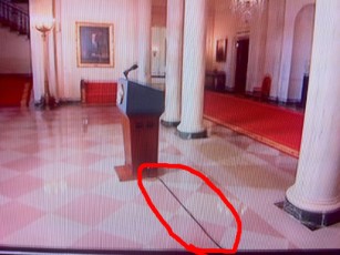 By now, seems the White House could install a permanent floor plate instead of running an ugly cable