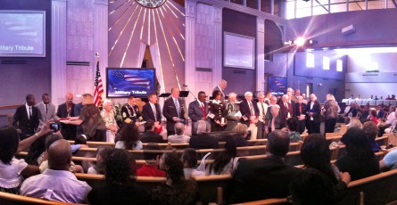 Church service honoring military veterans