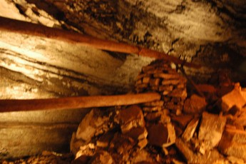 Wooden pipes used to carry water into the mine