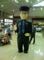 This puffy inflated police man was seen wandering around the exhibit hall