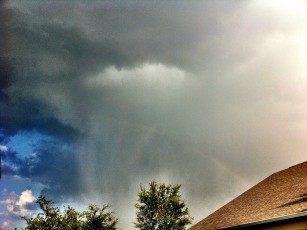 Saturday afternoon shower (didn't notice the rainbow till after I enhanced)