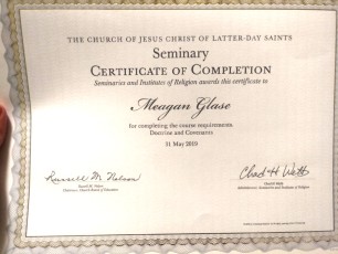 I received a certificate of completion for seminary this year! I am TOTALLY going to frame this!!