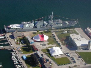 HMCS Toronto in port, seen from CN Tower