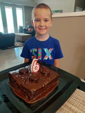 Celebrating birthdays with a chocolate LEGO cake