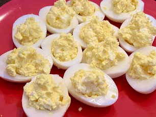 Other than the fact I don’t have any paprika, my first go at making deviled eggs was a success