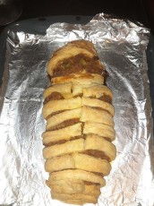 For Halloween supper, my stepdaughter made Mummy Meatloaf