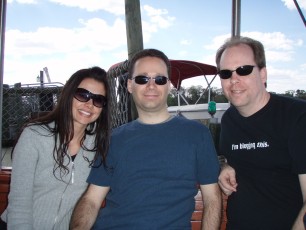 Rosa, Jeff, and I board a boat to head to the Contemporary Resort