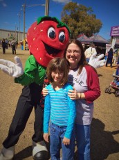 Greeted by a strawberry at Strawberry Festival