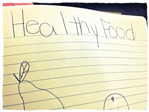I need to go back to school—Adri wrote this and I read it as, "Heal thy food"