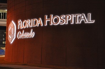 Florida Hospital logo sign along Rollins Street