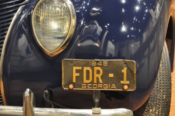 FDR's custom-built, hand-operated car, license plate
