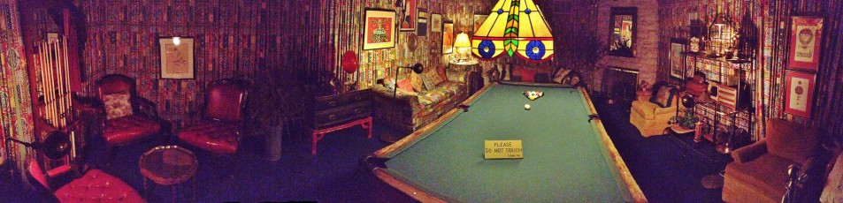 Graceland pool room in basement