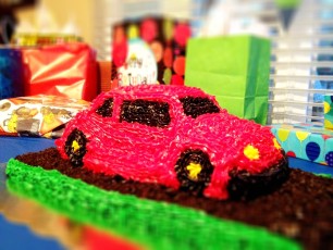 The cake for my nephew's car-themed 2nd birthday party