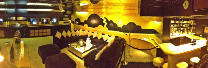 Graceland TV room and bar in basement