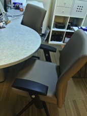 Yay—new rolling guest chairs to replace the heavy clunkers